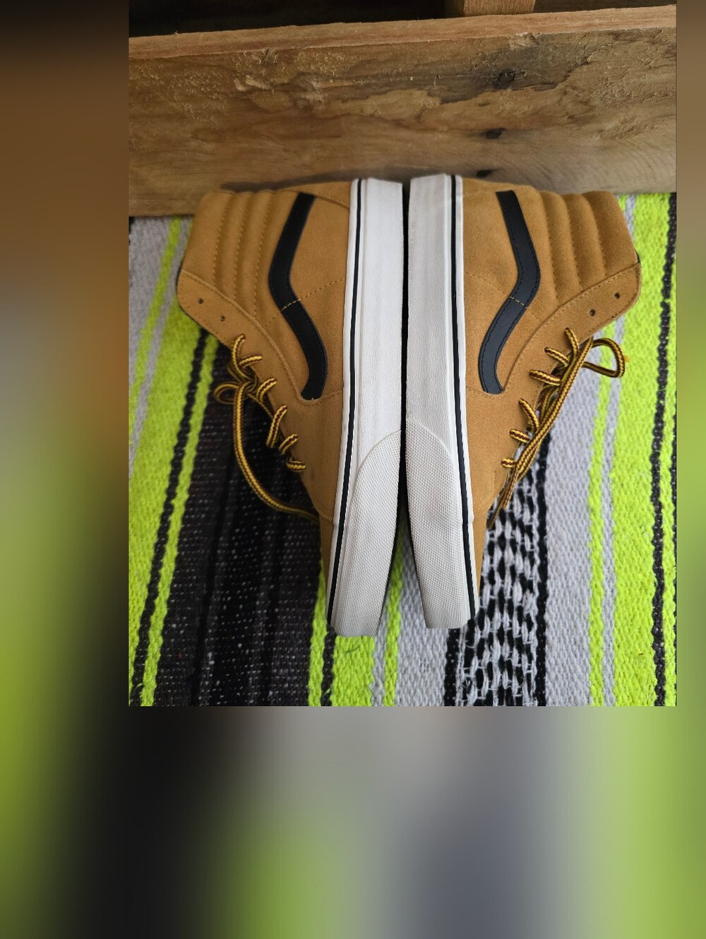 Vans Men's Suede High-Top Sneakers in Mustard Tan and Black Size:6.5 - Picture 3 of 8